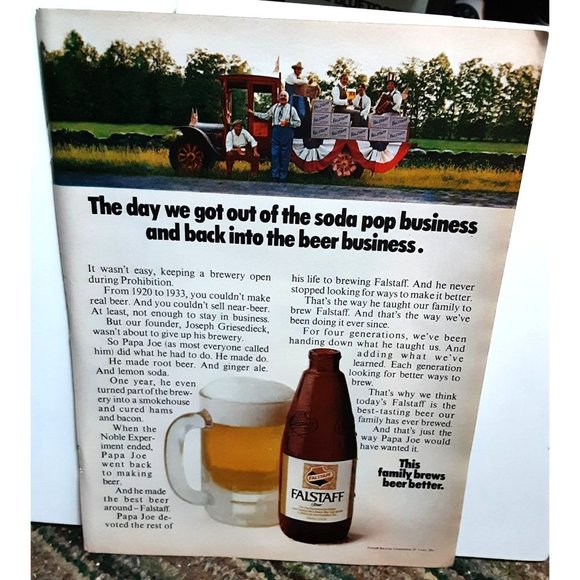 1969 Falstaff Beer Frosty Mug Bottle Vintage Print Ad Original - Picture 1 of 1